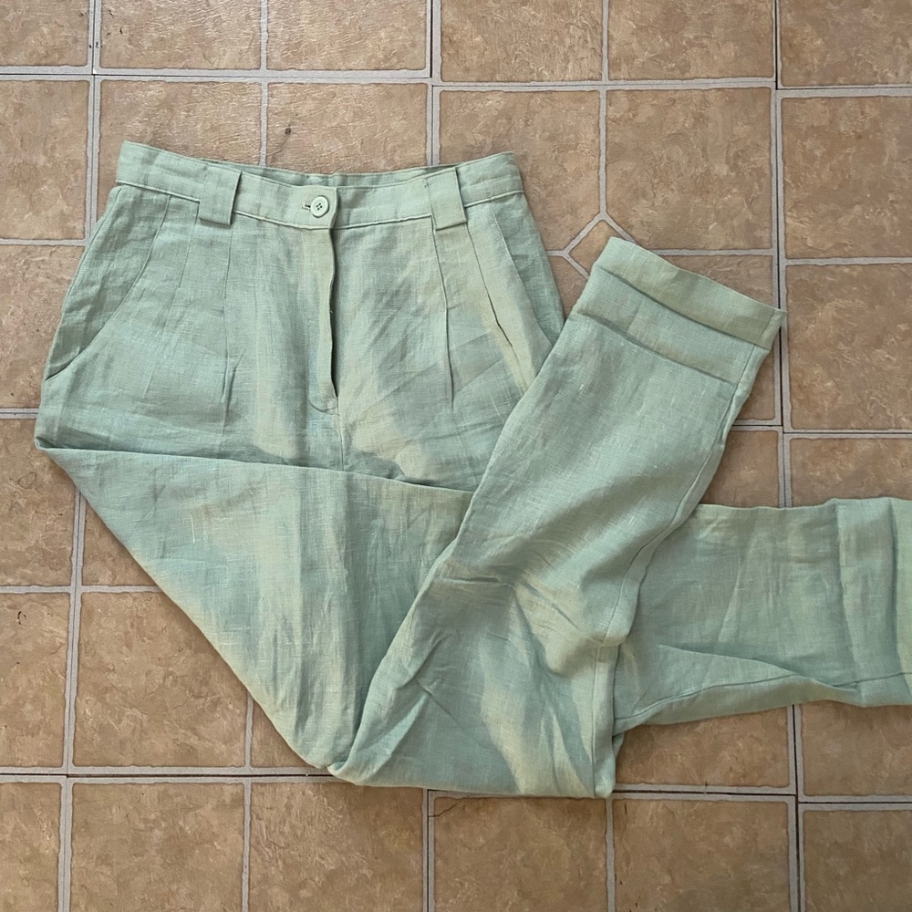 AA High waisted linen pleated pants